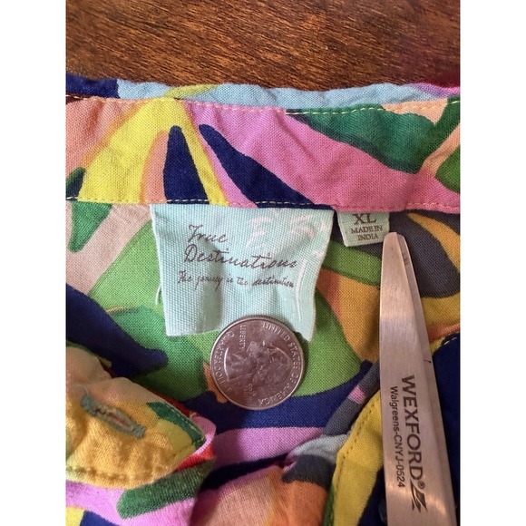True Destinations Dopamine Resort Wear Shirt Size XL Boho Whimsy Beach Button Up - Picture 5 of 6
